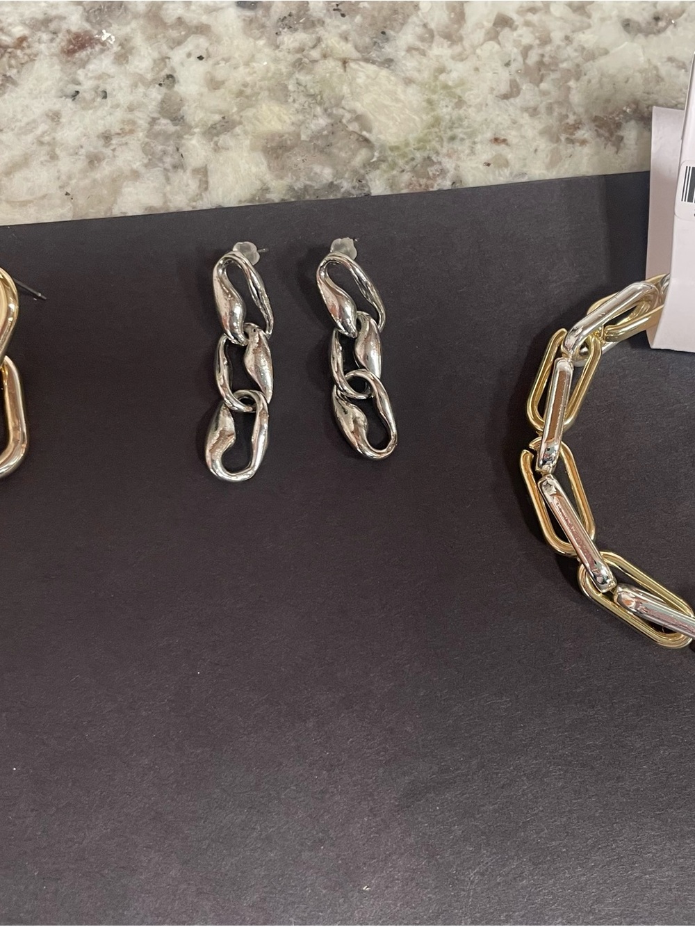 Silver and Goldtone Link Drop Earrings - Women Jewelry. Loft  link bracelet.